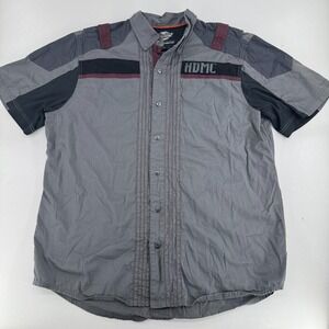 Harley Davidson Motorcycles Mechanic Shop Shirt MENS Cotton Button Close SIZE XL